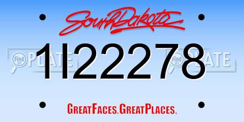 1I22278 South Dakota License Plate