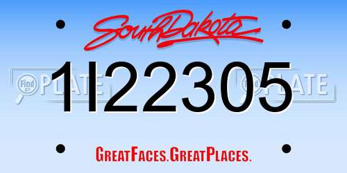 1I22305 South Dakota License Plate