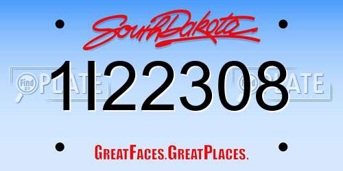 1I22308 South Dakota License Plate