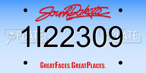 1I22309 South Dakota License Plate