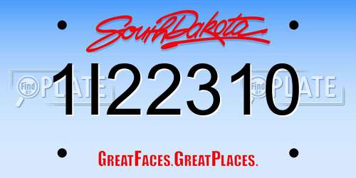 1I22310 South Dakota License Plate