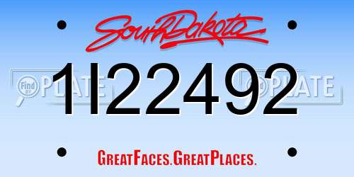 1I22492 South Dakota License Plate