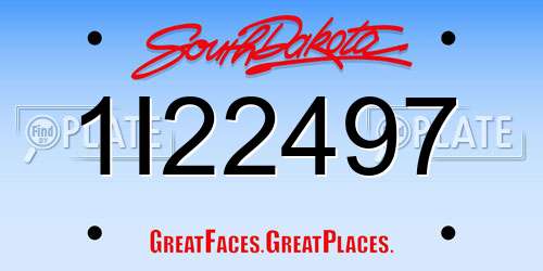 1I22497 South Dakota License Plate