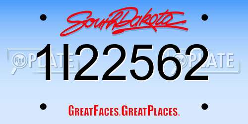 1I22562 South Dakota License Plate
