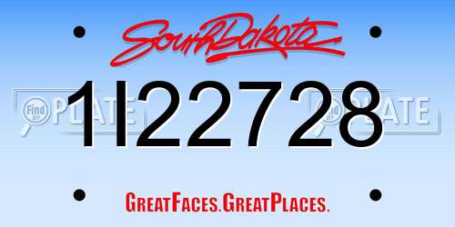 1I22728 South Dakota License Plate