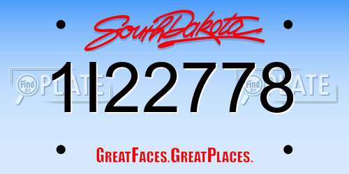 1I22778 South Dakota License Plate