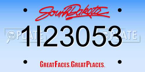 1I23053 South Dakota License Plate