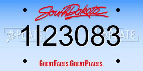 1I23083 South Dakota License Plate
