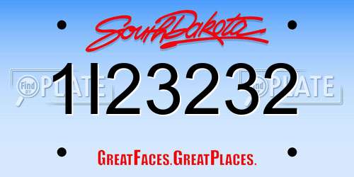 1I23232 South Dakota License Plate