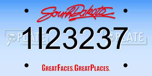 1I23237 South Dakota License Plate