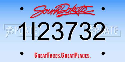 1I23732 South Dakota License Plate