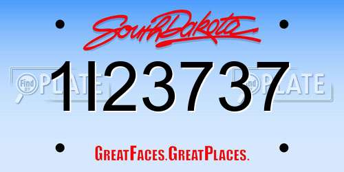 1I23737 South Dakota License Plate