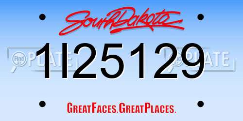 1I25129 South Dakota License Plate