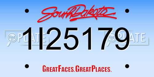 1I25179 South Dakota License Plate