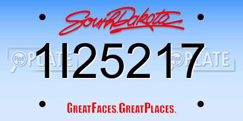 1I25217 South Dakota License Plate