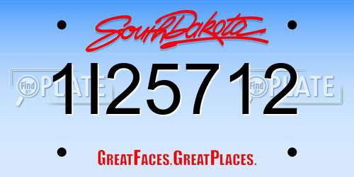 1I25712 South Dakota License Plate