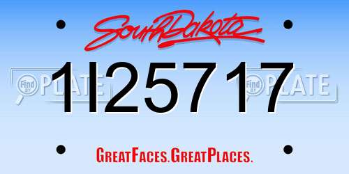 1I25717 South Dakota License Plate