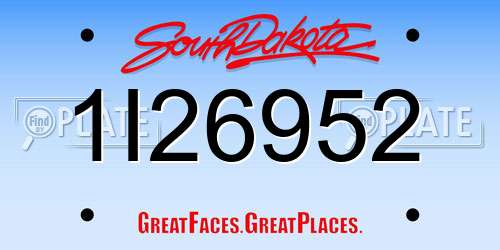 1I26952 South Dakota License Plate