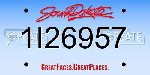 1I26957 South Dakota License Plate