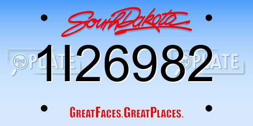1I26982 South Dakota License Plate