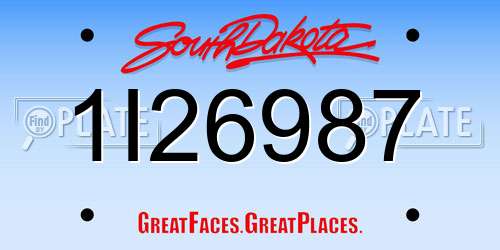 1I26987 South Dakota License Plate