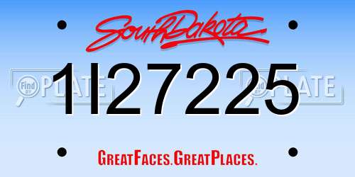 1I27225 South Dakota License Plate