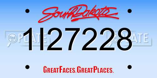 1I27228 South Dakota License Plate