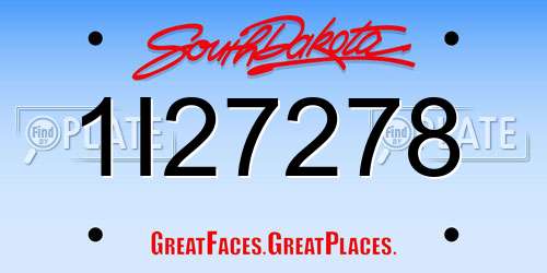 1I27278 South Dakota License Plate