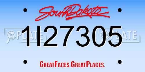 1I27305 South Dakota License Plate