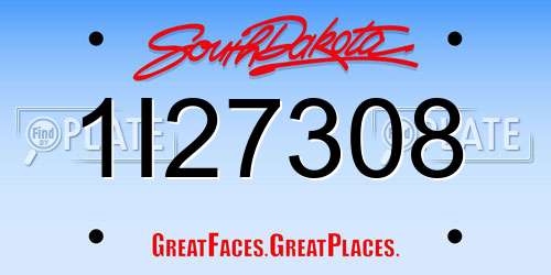 1I27308 South Dakota License Plate