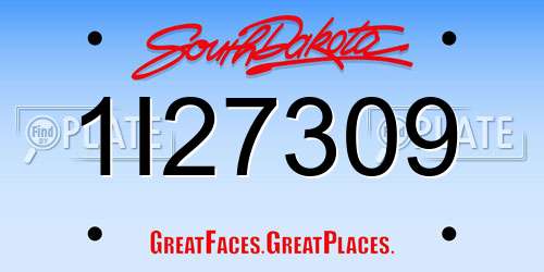 1I27309 South Dakota License Plate