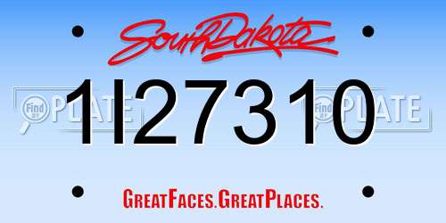 1I27310 South Dakota License Plate