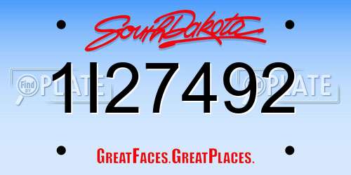 1I27492 South Dakota License Plate