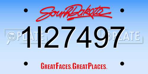 1I27497 South Dakota License Plate