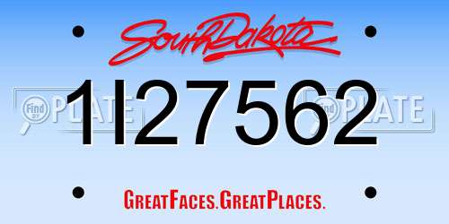 1I27562 South Dakota License Plate