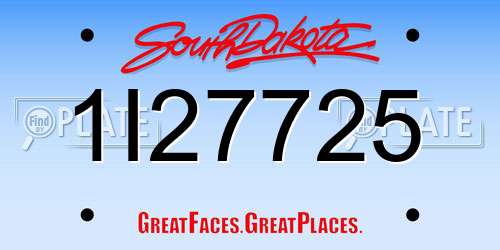 1I27725 South Dakota License Plate