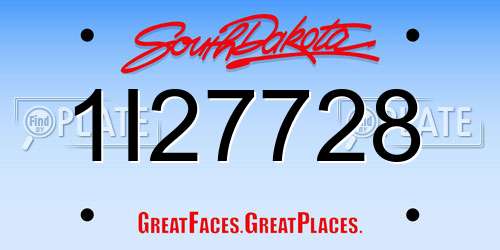 1I27728 South Dakota License Plate