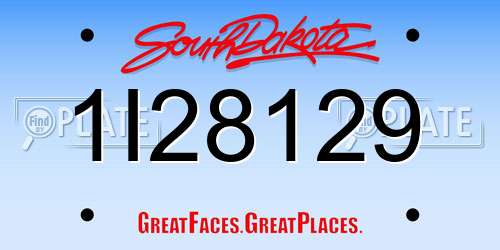 1I28129 South Dakota License Plate