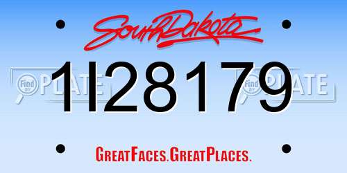1I28179 South Dakota License Plate