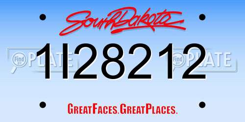 1I28212 South Dakota License Plate