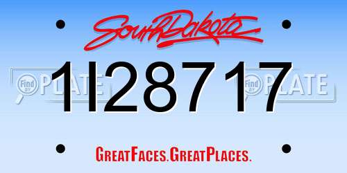 1I28717 South Dakota License Plate