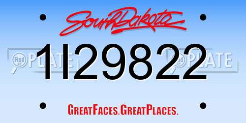1I29822 South Dakota License Plate