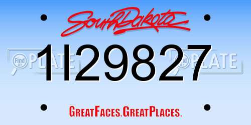 1I29827 South Dakota License Plate