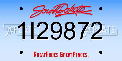 1I29872 South Dakota License Plate