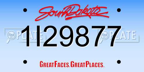1I29877 South Dakota License Plate