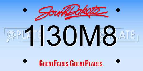 1I30M8 South Dakota License Plate