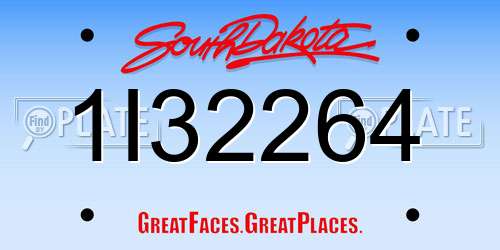 1I32264 South Dakota License Plate