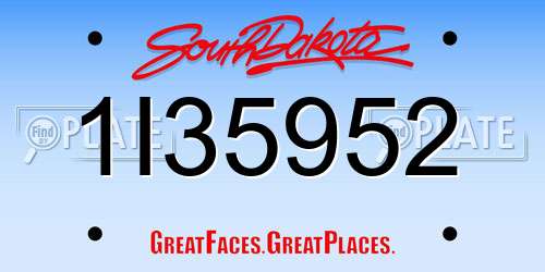 1I35952 South Dakota License Plate