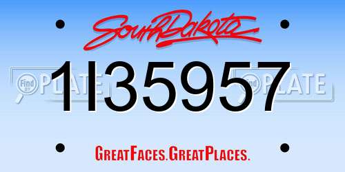 1I35957 South Dakota License Plate