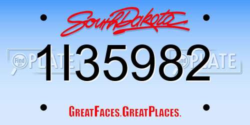 1I35982 South Dakota License Plate